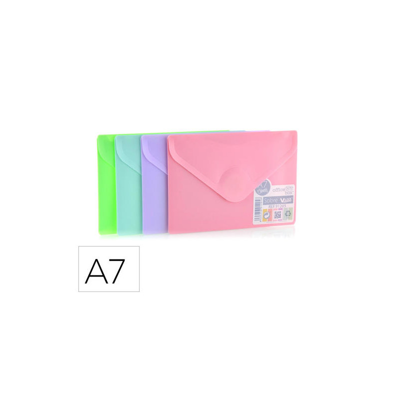 CARPETA OFFICE BOX DOSSIER V-LOCK DIN A7 CIERRE VELCRO COLORES PASTEL SURTIDOS