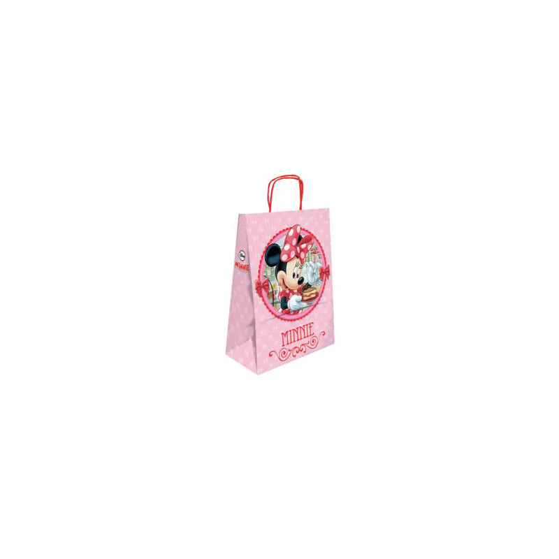 BOLSA PARA REGALO BASIKA PAPEL CELULOSA 90 GR MINNIE CON ASA RETORCIDA TAMA?O S 240X100X320MM