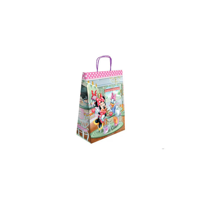 BOLSA PARA REGALO BASIKA PAPEL CELULOSA 90 GR MINNIE CON ASA RETORCIDA TAMA?O L 320X140X400 MM