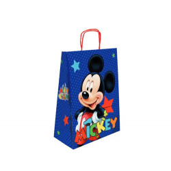 BOLSA PARA REGALO BASIKA PAPEL CELULOSA 90 GR MICKEY CON ASA RETORCIDA TAMA?O L 320X140X400 MM