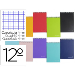 CUADERNO ESPIRAL LIDERPAPEL BOLSILLO DOCEAVO APAISADO WITTY TAPA DURA 80H 75GR CUADRO 4 MM COLORES S