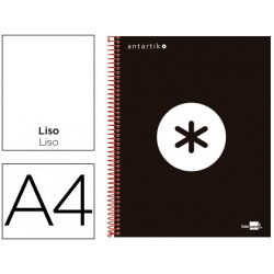 CUADERNO ESPIRAL A4 MICRO ANTARTIK TAPA FORRADA 120H 90 GR LISO CON BANDAS 4 TALADROS COLOR NEGRO