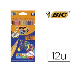 LAPICES DE COLORES BIC EVOLUTION STRIPES CAJA DE 12 COLORES SURTIDOS