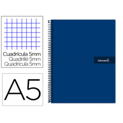 CUADERNO ESPIRAL LIDERPAPEL A5 MICRO CRAFTY TAPA FORRADA 120H 90 GR CUADRO 5MM 5 BANDAS6 TALADROS CO