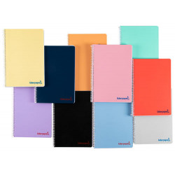 CUADERNO ESPIRAL LIDERPAPEL A4 WONDER TAPA PLASTICO 80H 90GR CUADRO 4MM CON MARGEN COLORES SURTIDOS