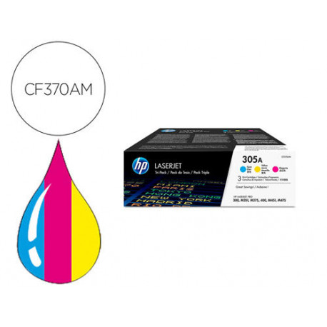 TONER HP 305A LASERJET PRO 300 / M351 / 400 / M451 / MFP M375 / MFP M475 PACK COLOR AMARILLO CIAN MA