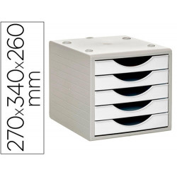 FICHERO CAJONES DE SOBREMESA ARCHIVO 2000 5 CAJONES COLOR BLANCO OPACO 270X340X260 MM