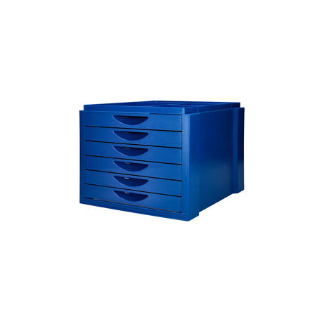 FICHERO CAJONES DE SOBREMESA Q-CONNECT BANDEJA ORGANIZADORA SUPERIOR 6 CAJONES COLOR AZUL OPACO